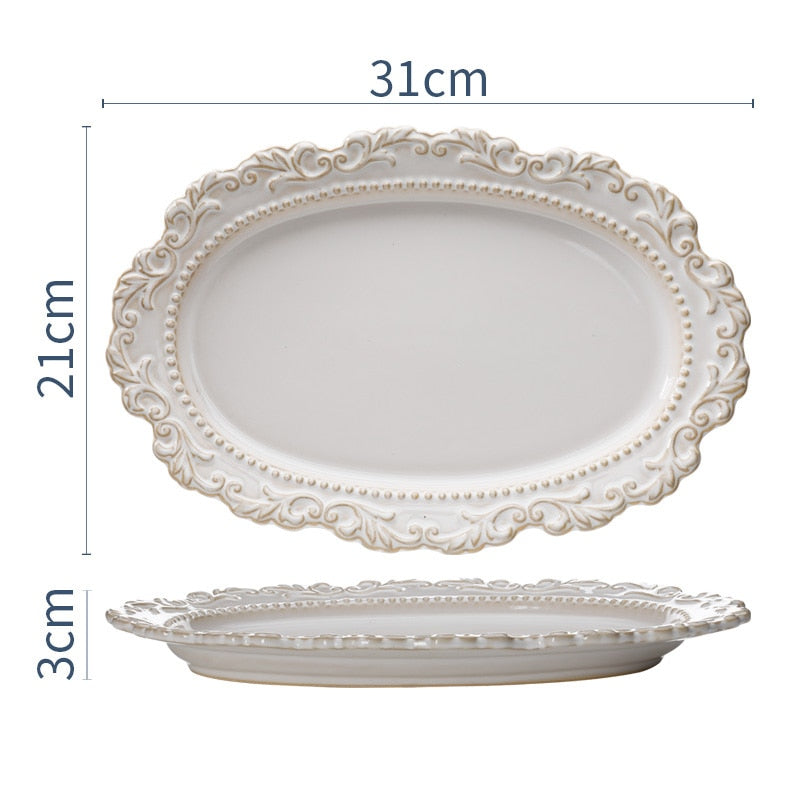 Skandishop Baroque Vintage Ceramic Dinner Plate